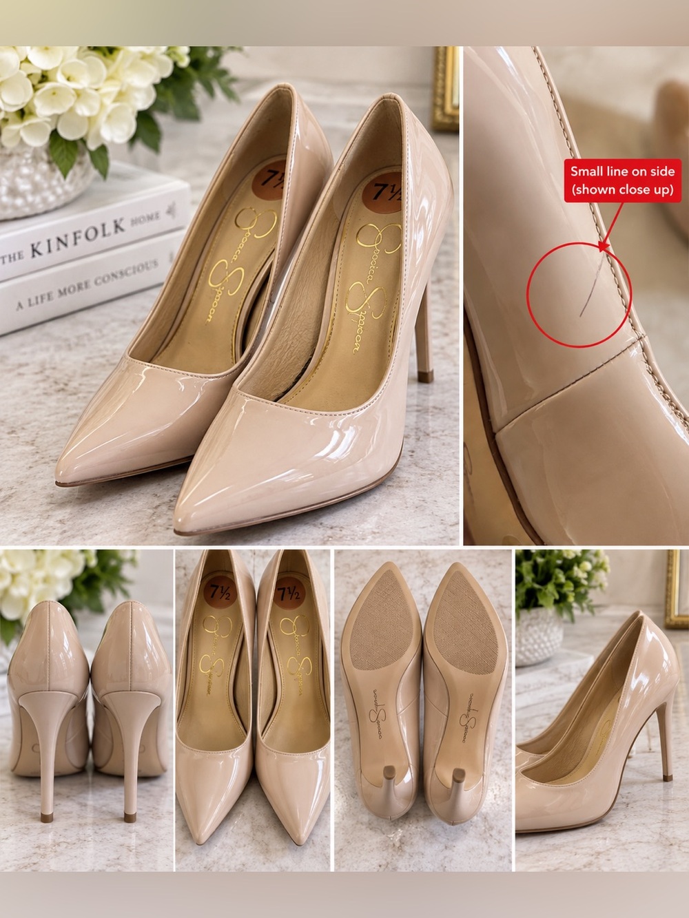 Classic Nude Patent Pointed-Toe Stiletto Pumps